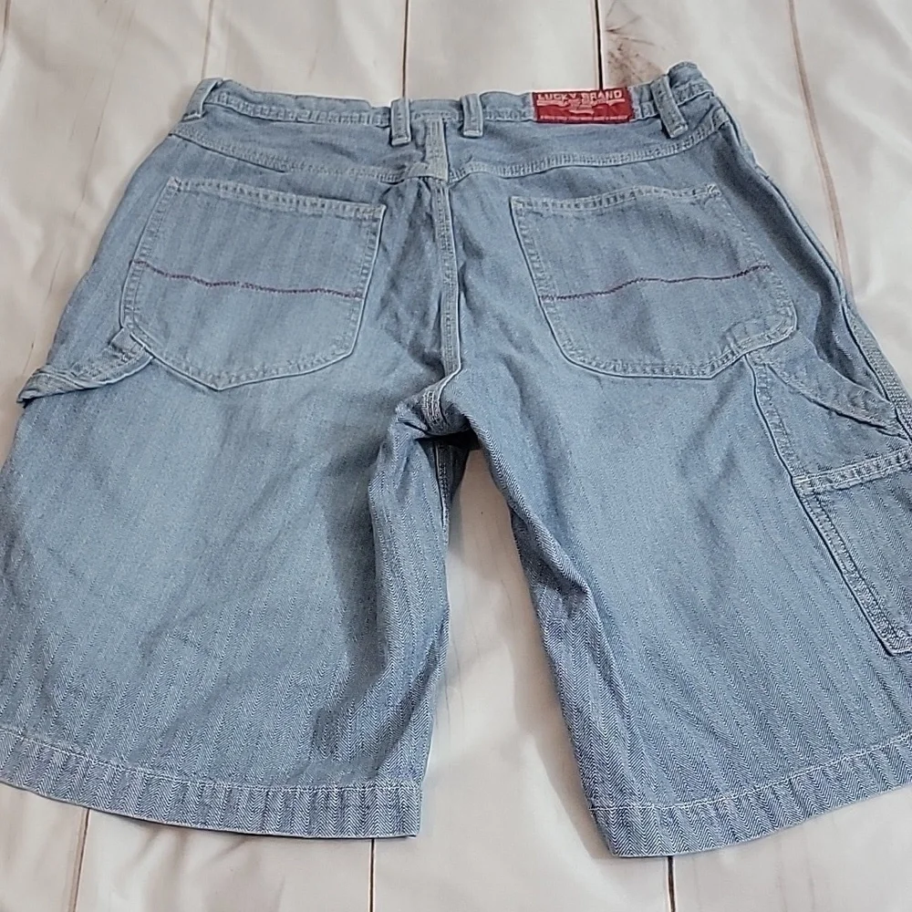 Lucky Brand Mens Carpenter Style Denim Jean Shorts Made in the USA Light Wash 33